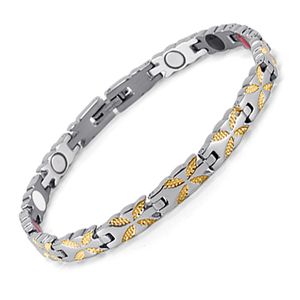 Nuovo bracciale in acciaio inossidabile per la cura della salute per il regalo di gioielli con braccialetti magnetici a grana color oro da donna e da uomo