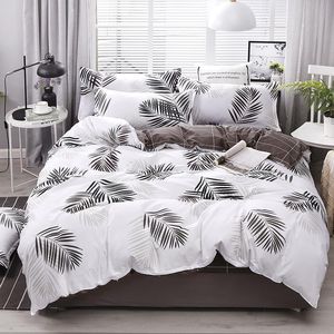 J Black Leaves duvet cover Pillowcase / /,single double queen king size,quilt covers ,bedding set LJ201015