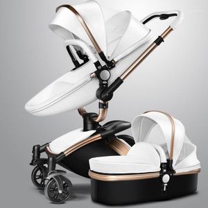 卸売-2017Aulonベビーカー360 Rotate Golden Frame Baby Car 2 in 1を含むバスケット1を含む1