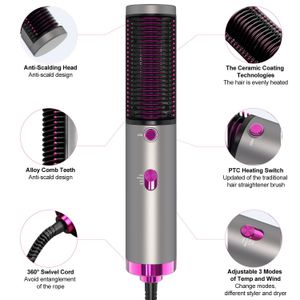 Um passo escova de ar quente elétrico multifuncional íons negativo de cabelo secador de cabelo escova suave frizz iónico