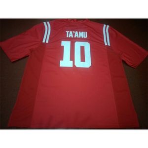 2324 Ole Miss Rebels J. Taamu #10 Real Full Hafdery College Jersey Rozmiar S-4xl lub niestandardowy Jersey