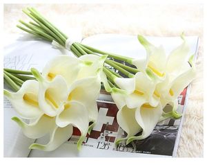 Konstgjorda blommor Billiga PU Calla Lily för heminredning Bröllopsfesttillbehör Bröllopbukett