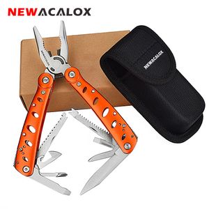 NEWACALOX 12 in 1 Tragbare Multifunktions-Klappkombinationszange Drahtschneide-Multitool für Camping mit Messer-Schraubendreher Y200321