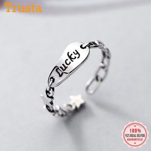 Rings de cluster Trustdavis Real 925 Sterling Silver Fashion Ins Star Cadeia Lucky Aberting Ring for Women Wedding Birthday Fine Jewelry DA16691