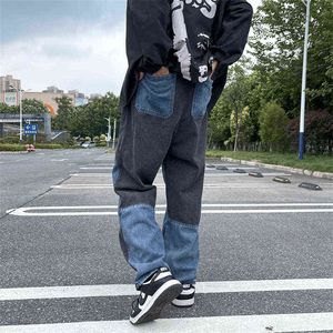 Pantalon Droit en denimstil Preppy Pour Hommes baggy y2k hiphop rtro lav stor vtement 2022 0309