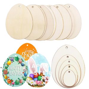 30/50/60/80mm fai da te uovo di pasqua fette di legno ciondolo appeso pasquale artigianato incompiuto per bambini felici decorazione del partito RRA11272