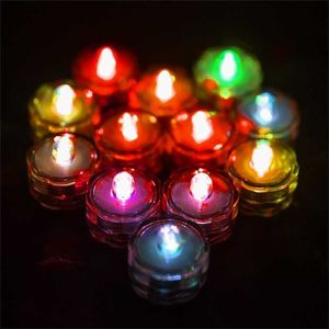 Set med 12 Vattentät LED Tea Lights Dränska Batteridriven Ljus För Bröllop Fountain Vaser Tub Fish Tank Decor Light 211222