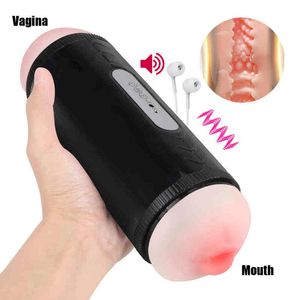 NXY Sex Masturbators 2 i 1 manlig masturbator 3d mun vaginal riktig fitta för män vibratorer penis pump glans suger erotiska leksaker vuxna varor butik 220127