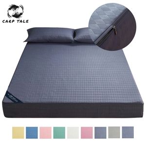 Neuer sechsseitiger Schutz-Matratzenbezug mit Reißverschluss, Spannbettlaken-Stil, Staubmilben-Matratzenschutz für Schaumstoff-Matratzen-Bettbezug 201218