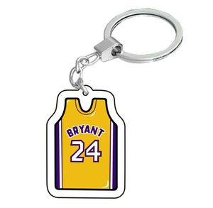 Foreign trade jersey keychain acrylic double-sided printing key ring car bracket letter pendant multi-color optional