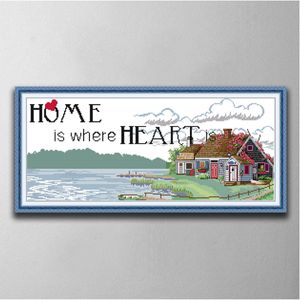 Home, where the heart is Handmade Cross Stitch Craft Tools Embroidery Needlework sets counted print on canvas DMC 14CT /11CT
