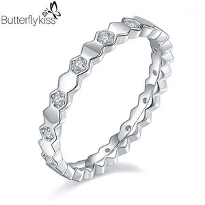 Cluster-Ringe BK-Moissanit-Ring aus echtem Silber, D-Farbe, Bienenstock, individuell gestaltet, Weiß/Gelb/Roségold, feiner Schmuck, Damen-Accessoires, Geschenke