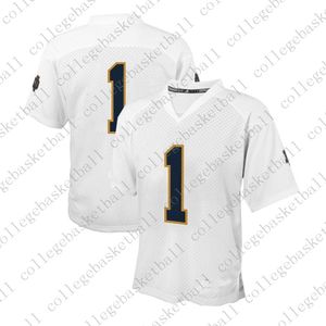 özel Mücadele İrlanda NCAA 1. Dışarıda Beyaz Futbol Jersey Kişiselleştirilmiş Dikişli Herhangi İsim Numara XS-5XL