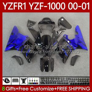 Yamaha Mavi Flames YZF-R1 YZF1000 YZF R 1 1000 CC YZFR1 00 01 02 03 ÇİZİM 83NO.86 YZF R1 1000CC 2000 2001 2002 2003 YZF-1000 00-03 Motosiklet Vücut Kiti