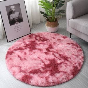 Fluffy Shag Fur Rug Round Shaped 60cm 120cm Fuzzy Abstract Area Rugs for Bedroom Living Room Bedroom Nursery Decor Furry Carpet