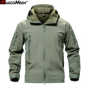 Magcomsen Shark Cilt Askeri Ceket Erkekler Softshell Waterpoof Camo Giyim Taktik Kamuflaj Ordu Hoody Ceket Erkek Kış Coat 201111