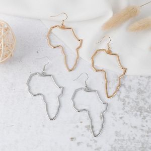 Brincos Mapa Africano venda por atacado-Stud Mapa Africano Big Brincos Exagerando Brinco maior Prata cor África Ornamentos Tradicional Hyperbole Presente
