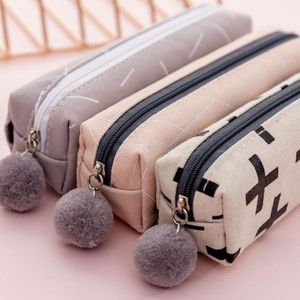 Pencil Cases Case Estuche Escolar Plush Ball Zipper Canvas Bag School Supplies Korea Stationery Pencilcase Kawaii Case1