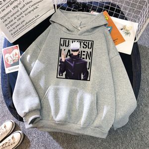 Jujutsu Kaisen Satoru Gojo Printing Męski Moda Cartoon Kapturem Jesień Zimowe Bluzy polarowe Luźne Odzież Oversize Unisex X1227