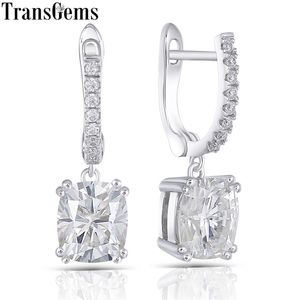 Transgems Silver Center 6x7mm h لون وسادة قطع مويسانيت قطرة أقراط للنساء هدية الزفاف Y200620