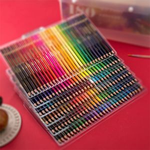 180 Ahşap Renkli Kalemler Set 2B Yağ Renkli Çocuk için Profesyonel Boyama Çizim Kırtasiye Gökkuşağı Renk Kalem Malzemeleri Y200709
