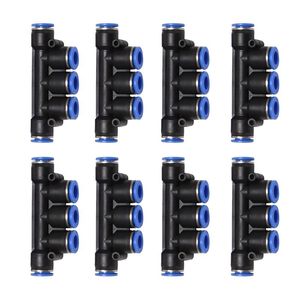 Pneumatic Tools 8PCS Pk-10MM Five-Way Hose Connector Quick Plug Push In Type, Suitable For Air / Water Pipe