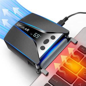 Temperatur Fan großhandel-US Lager Laptop Pads Lüfterkühler mit Temperaturanzeige schnelles Kühlung Auto Temp Erkennung Windgeschwindigkeit ideal für Gaming LA253I