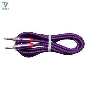 Skórzana Skóra Styl Aux Cable Cable Cord Męski Kabel Gold Plug Car Car Cord Dla iPhone Samsung Xiaomi Hurtownie 50 sztuk / partia