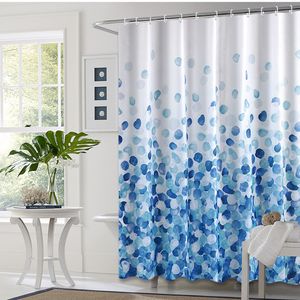 Blue Bubble Shower Curtains Waterproof Thicken Fabric Bathroom Curtains European Style Luxury Geometry Print Polyester Bath Curtains
