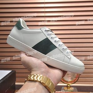 2021 Italien Mens Kvinnor Casual Shoes Sneakers Low Top Leather Stripes Sko Walking Dress Trainers Black White Sneaker 35-46