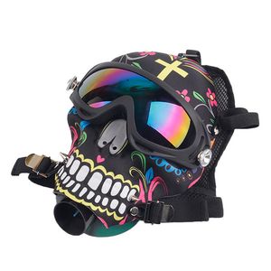 Unique Silicone Gas Mask Bong Creative Skull Pattern Acrylic Water Pipe Sun Glasses Dry herb Smoking Pipes Oil Burner Multifunction Hookah