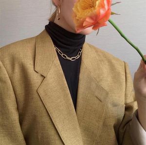 빈티지 멀티 레이어 체인 초커 목걸이 여성을위한 금 실버 컬러 패션 초상화 chunky 체인 목걸이 보석