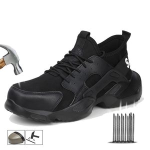 Çelik burunlu delinmez sneakers nefes erkekler ayakkabı Yağılayıcı iş güvenliği çizmeler Y200915