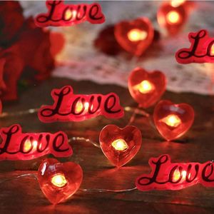 バレンタインデーデコレーションライトLED赤の愛の心ライト文字列3m 30ピースの装飾RRF13150