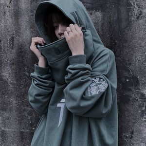 Alto pescoço de peixe boca pulôver japonês japonês homens / mulheres hoodies oversize streetwear hip hop hose hop harjuku macho tops 2020 q0116