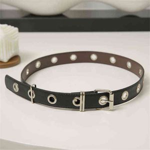 Women Waist Belt Strap Hollow Rivets PU Leather Strap for Womens Slim Waistband Female Ladies Jeans Apparel Accessories G220301