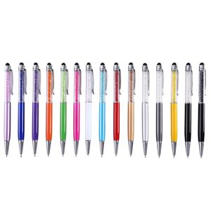 Svart BallPoint Pennor Fine Crystal Fashion Creative Stylus Touch Pen för skrivpapper Kontorskolan Ballpen KK6612