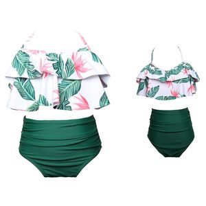 Coordinati costumi da bagno per la famiglia Madre Ragazza Costume da bagno bikini per mamma e figlia Costumi da bagno per bambini Femminili Baby Kid Costumi da bagno da spiaggia T200114