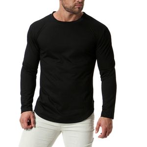 Europa / US tamanho novo outono em torno do pescoço dos homens camisetas Casual Anti-suor manga longa tshirts tops pretas t-shirt macho tshirt homme