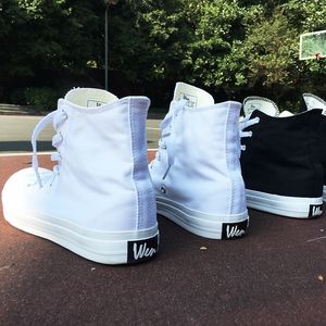 Wen Beyaz Siyah Rahat Ayakkabılar Erkek Bayan Sneakers Unisex 35-49 Boyutu Yüksek Üst Tuval Ayakkabıları Flats Vulkanize Ayakkabı Artı Boyutu 48 49 Y200801