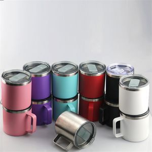 UPS! 18oz Office Coffee Mugs Spraying Plastics Stainless Steel Water Bottles 7 Colors Drinking Milk Cups With Lid A12