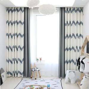 Curtain & Drapes Grey Curtains For Living Room And Beige Stitching Stripped Window Bedroom Blackout Drapes1