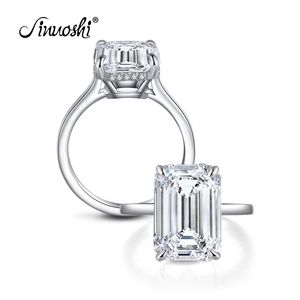 Ainuoshi 6 Carat szmaragded cut halo Pierścień zaręczynowy Wedding Srebrny Pierścień Srebrny pierścień Prezenty dla kobiet Argento 925 Y200106