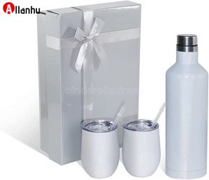 Wholesale glasses gifts for sale - Group buy NEW Stock sublimation wine gift set oz Stainless Steel Wine Bottle Set oz wine Bottle with two oz glasses tumblers best gift set