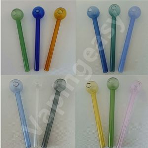  OD 20 mm Buntes Pyrex-Glas-Ölbrennerrohr 4,1 Zoll Rauchzubehör Nagel Handbrennendes Wasser Dicker Bong-Dab-Griff