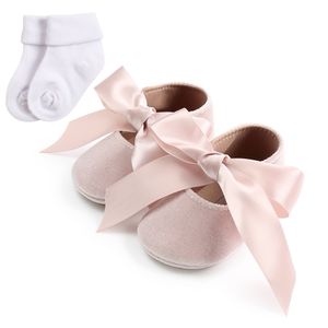 Baby Girl Princess Shoes Toddler First Walkers Non-slip Flat Soft-sole Cotton Rubber Crib Lovely Butterfly-knot Infant 0-18m