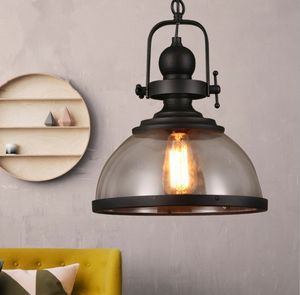 Retro Iron Pot Cover Home Decor Pendant Lamp Morden LivingRoom Glass Pendant Bar Cafe Clothing Store Light Kitchen Hanging Light