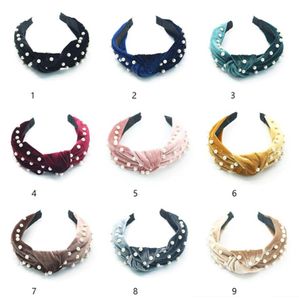 Moda Pérolas Acolchoado Hairband Headband Para Mulheres Elegante Banda De Cabelo Hoop Esponja Bandas De Cabeça De Inverno Acessórios 9 Cores