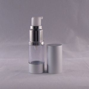 High Quality 15ml 30ml 50ml Airless Pump Cosmetic Lotion Bottle Matte Silver 30ML Travel Empty Cylinder Airless Facial Cream Pump Bottle Wholesale Freeship