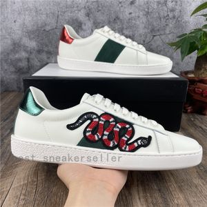 Scarpe casual da uomo e da donna di alta qualità Sneakers basse in pelle opaca piatta Scarpe da ape Ace Walking Chaussures Scarpe da ginnastica Ricami a strisce rosse verdi